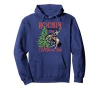 Retro Cowboy Ride Horse Rockin Alrededor del Árbol De Navidad Sudadera con Capucha