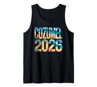 Retro Cozumel 2026 Vacaciones City Trip Familia Niñas Tripulación Camiseta sin Mangas