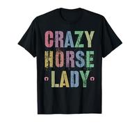 Retro Crazy Horse Lady Country Crew Caballo Mi Ecuestre Camiseta