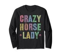 Retro Crazy Horse Lady Country Crew Caballo Mi Ecuestre Manga Larga