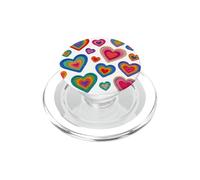 Retro Crochet-Style Rainbow Color Corazones Imprimir Formas Mania PopSockets PopGrip para MagSafe