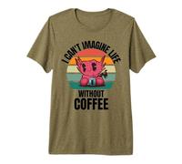 Retro Cute Axolotl No Puedo Imaginar la Vida sin café Camiseta Premium