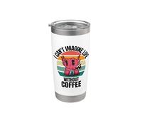 Retro Cute Axolotl No puedo imaginar la vida sin café Vaso térmico de acero inoxidable de doble pared