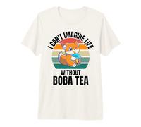 Retro Cute Fox No Puedo Imaginar la Vida sin té de Burbujas Camiseta Premium