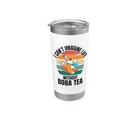 Retro Cute Fox No puedo imaginar la vida sin té de burbujas Vaso térmico de acero inoxidable de doble pared