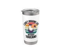Retro Cute Tucanes I Can't Imagine Life Without Tucanes Vaso térmico de acero inoxidable de doble pared