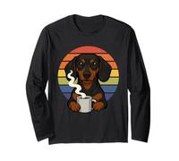 Retro Dachshund Lover Café Vintage Weiner Arte Divertido Manga Larga
