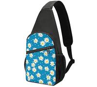 Retro Daisy White Sling Bag Crossbody Hombro Viaje Pecho Mochila Senderismo Mochila para Deportes Compras Trabajo