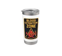 Retro De Dibujos Animados Sangre Gota Enfermera Flebotomía Broma Flebotomista Vaso térmico de acero inoxidable de doble pared