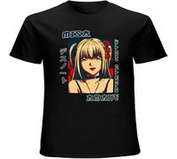 Retro Death Note Misa Amane T Shirt for Men Short Sleeved Japan Manga Pure Cotton Summer Fans tee Black L
