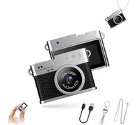 Retro Digital Camera, Mini Keychain Camera, 160° Wide Angle 4 Filters For HD Recording, with Led Fill Light, For Travel Study Recording (128G Storage,Black)
