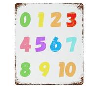 Retro Diner Numbers Metal Sign Vintage 1 thru 10 Counting Poster Wall-Art for Cafe Kitchen and Bar Decor 8 X 12 inch