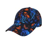 Retro Dino Art - Gorra de béisbol unisex ajustable con cierre a presión, color morado, Patrón de mariposa floral neón, talla única