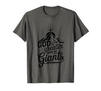 Retro Dios es Mayor Que los Gigantes Fe Cristiana Fuerza Camiseta