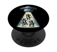 Retro Disco Ball UFO Vaca Danza Alien Abducción Meme Party PopSockets PopGrip Adhesivo