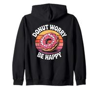 Retro Donut Worry Be Happy Funny Pastry Postre Sprinkles Sudadera con Capucha