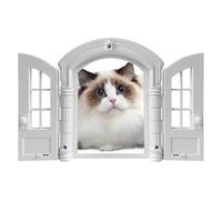 Retro Double Door Design, Escape Proof Pet Door, French Style Cat, Small Medium Breed with Weather Resistant Construction, Interior Exterior Accessory with Easy Installation, Tool for Bedroom Garage
