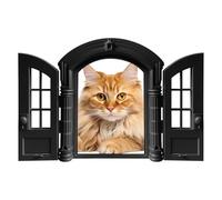 Retro Double Door Design, Escape Proof Pet Door, French Style Cat, Small Medium Breed with Weather Resistant Construction, Interior Exterior Accessory with Easy Installation, Tool for Bedroom Garage