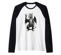 Retro Dragon Rock Music Gifts Hombres Niños Mujeres Divertido Dragón Camiseta Manga Raglan