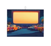 Retro Drive-in Cinema - Tapete grande de microfibra para escurridor de platos, reutilizable, lavable, para accesorios de cocina, 18 x 24 pulgadas