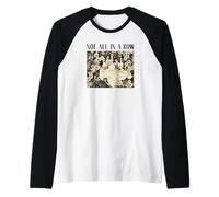 Retro Ducks Not All In A Row Juego de Palabras Vintage Folk Art Woodblock Camiseta Manga Raglan