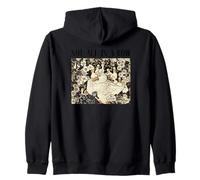 Retro Ducks Not All In A Row Juego de Palabras Vintage Folk Art Woodblock Sudadera con Capucha