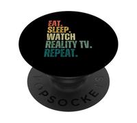 Retro Eat Sleep, mira Reality TV Repeat, Divertido fanático de los Reality Shows PopSockets PopGrip Adhesivo