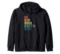 Retro Eat Sleep, mira Reality TV Repeat, Divertido fanático de los Reality Shows Sudadera con Capucha