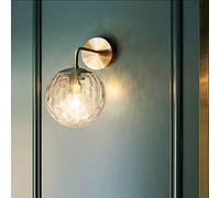 Retro Edison E27 Iluminación Apliques de pared Luces de pared vintage para interiores Lámpara de pared de dormitorio dorado de mediados de siglo con pantalla de vidrio de martillo para sala de estar