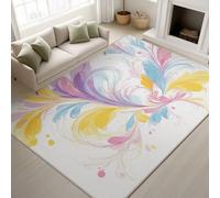 Retro & Elegante Alfombra Fina de 60 x 100 cm | MulticolorShaggy Alfombras Salon para Pasillo Baño Oficina Lavandería Habitación Niños | Abstracto Moderno Espirales Vibrante Felpudo Microfibra