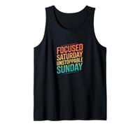 Retro Enfocado Sábado Imparable Domingo Motivación Camiseta sin Mangas