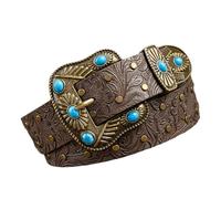 Retro entge BAIL BAILL TRANSMISIÓN REPRESENTACIÓN NOVIAS PU Correa de cuero en relieve Cinturón de moda Accesorios para hombres Western Cintura ajustable, 112 cm, Talla única