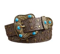 Retro entge BAIL BAILL TRANSMISIÓN REPRESENTACIÓN NOVIAS PU Correa de cuero en relieve Cinturón de moda Accesorios para hombres Western Cintura ajustable, 105 cm, Talla única