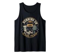 Retro Escuela Recogida Mamá Café Mañana Autobús Correr Vibe Camiseta sin Mangas