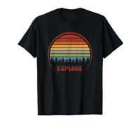 Retro Estilo Vintage Explorar Montañas Naturaleza Al Aire Camiseta gráfica económica, Hombre, Negro, S