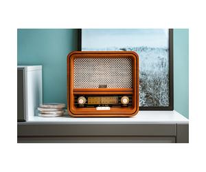 : Retro Estiloso con Tecnología de Radio AM/FM, Bluetooth 5.0 y Reproducción USB MP3 - Ideal para Sala, Oficina y Dormitorio. Potentes Altavoces Estéreo 2x 5W con . Diseño , Capacidades Digitales
