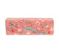 Retro Estuche Bordadas para Pintalabios Flores Espejo | Caja Portátil para Bolso, Protege y Guarda Barra de Labios, Acabado Naranja, Estilo Elegante