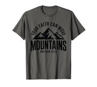 Retro Faith Can Move Mountain - Verso de la Biblia Fe Cristiana Camiseta