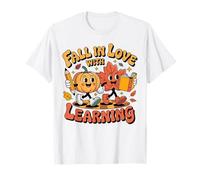 Retro Fall In Love with Learning Autumn Teacher Apreciación Camiseta