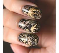 Retro Fantasy Jurassic Dinosaur Nails Art Diseños Arte Cuadrado
