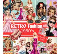 RETRO FASHION 1950's SCRAPBOOK PAPER: This is VINTAGE -themed , used in DIY JUNK JOURNALS, ORIGAMI, COLLAGE, EPHEMERA