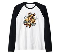 Retro Fast Fun & Hot Dog On The Run Fast Food Camiseta Manga Raglan
