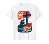 Retro Fe en Dios Cruz Cristiana Verso de la Biblia Salmo 91 Camiseta