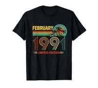 Retro Febrero Cumpleaños 1991 Edición Limitada Vintage 35 Camiseta