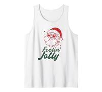Retro Feelin' Jolly Santa Peace Sign Christmas Holiday Vibes Camiseta sin Mangas