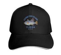 Retro Fish Keewaydin Island Florida- - Gorra de béisbol de la Isla/Playa Gorra de diseñador Gorras Personalizadas cumpleaños Hombres Mujeres Regalos