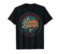 Retro Fisherman Fishing Legends Club Official for Fisherman Camiseta gráfica económica, Hombre, Negro, L