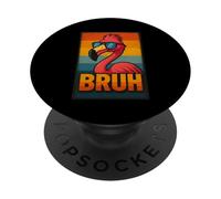 Retro Flamingo Bruh en Gafas de Sol 70s 80s 90s Funny Flamingo PopSockets PopGrip Adhesivo