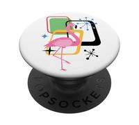 Retro Flamingo Midcentury Mid Century Summer Decor PopSockets PopGrip Adhesivo