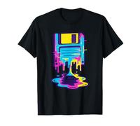 Retro Floppy Disk Vaporwave Glitch Art 90s Computer Camiseta